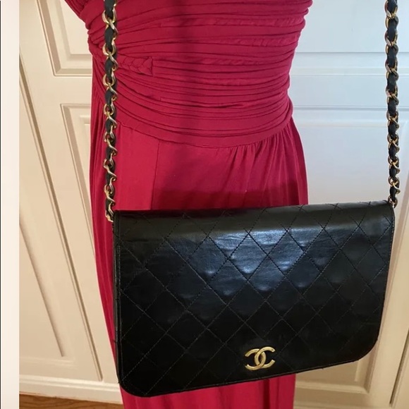 Chanel Vintage Full Flap Bag Quilted Lambskin Medium COA - Picture 11 of 12